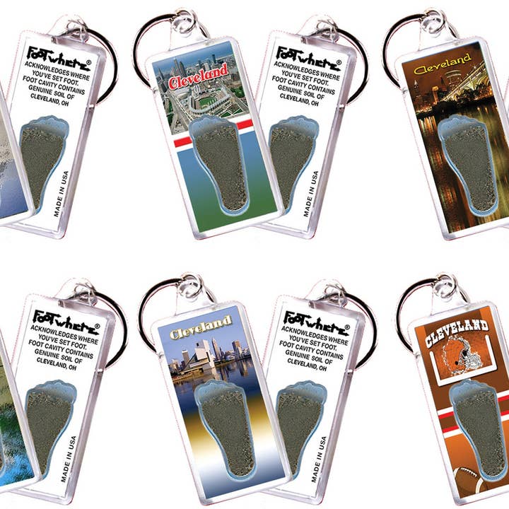 Cleveland FootWhere® Souvenir Keychain. 72 pieces/ 6 assorted styles. for wholesale by FootWhere- USA Group, Inc.