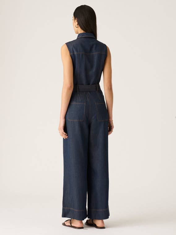 Indigo Cleo Denim Jumpsuit for wholesale on Faire4