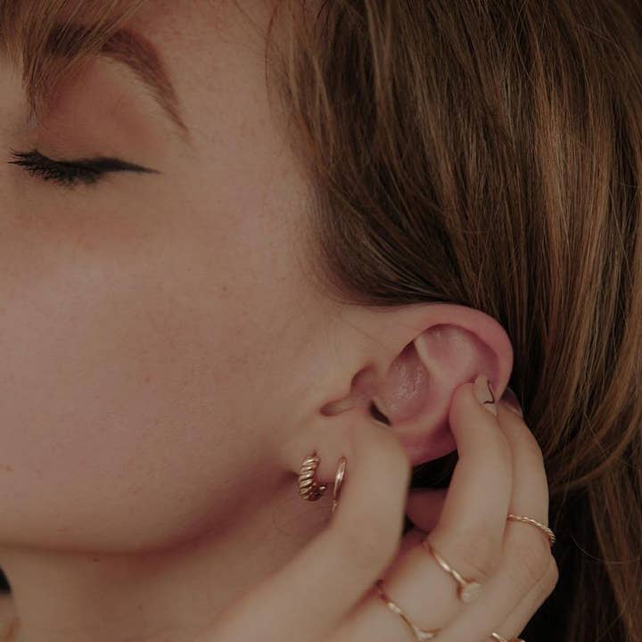 Ofina Jewelry - Wholesale Huggie Earrings - 10k Solid Gold Croissant Huggies2