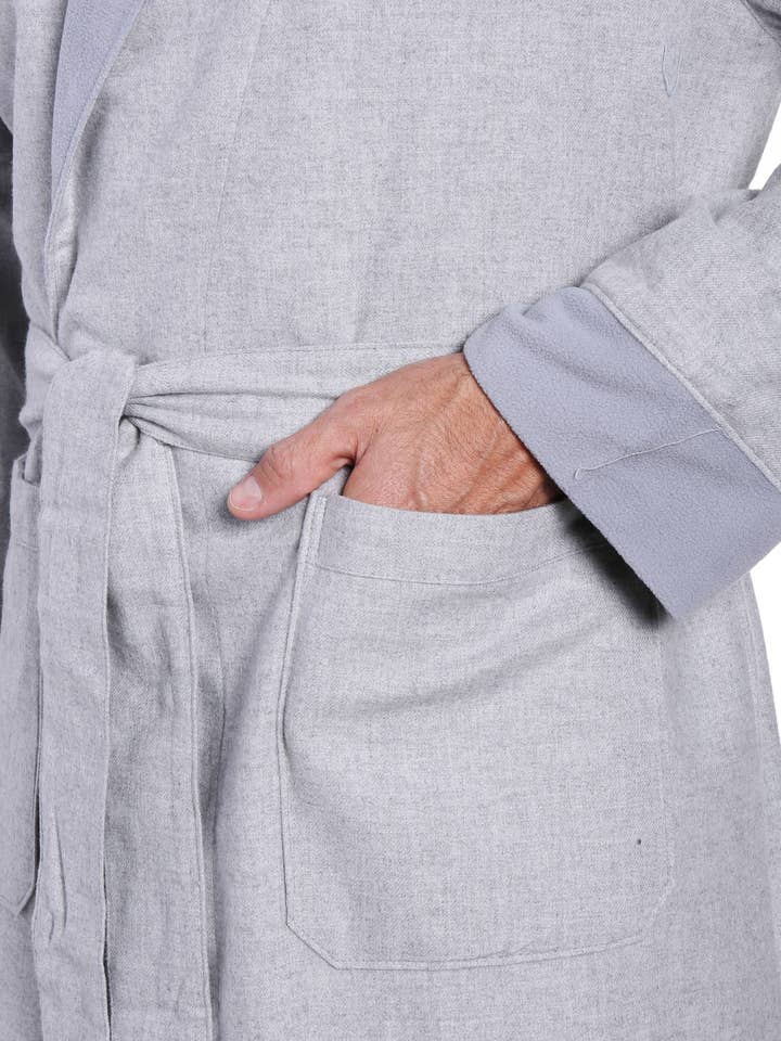 Noble Mount - Wholesale Robe – Men's - Men's Premium 100% Cotton Flannel Fleece Lined Robe55