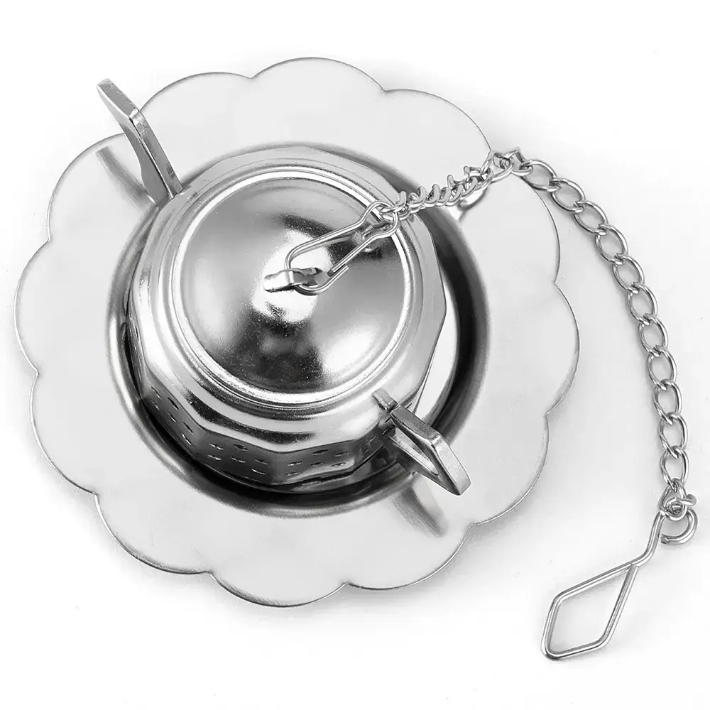 Magnifique Hearts - Wholesale Tea Strainer/Infuser - Stainless Steel Teapot Tea Infuser - 2.4", with Drip Tray1
