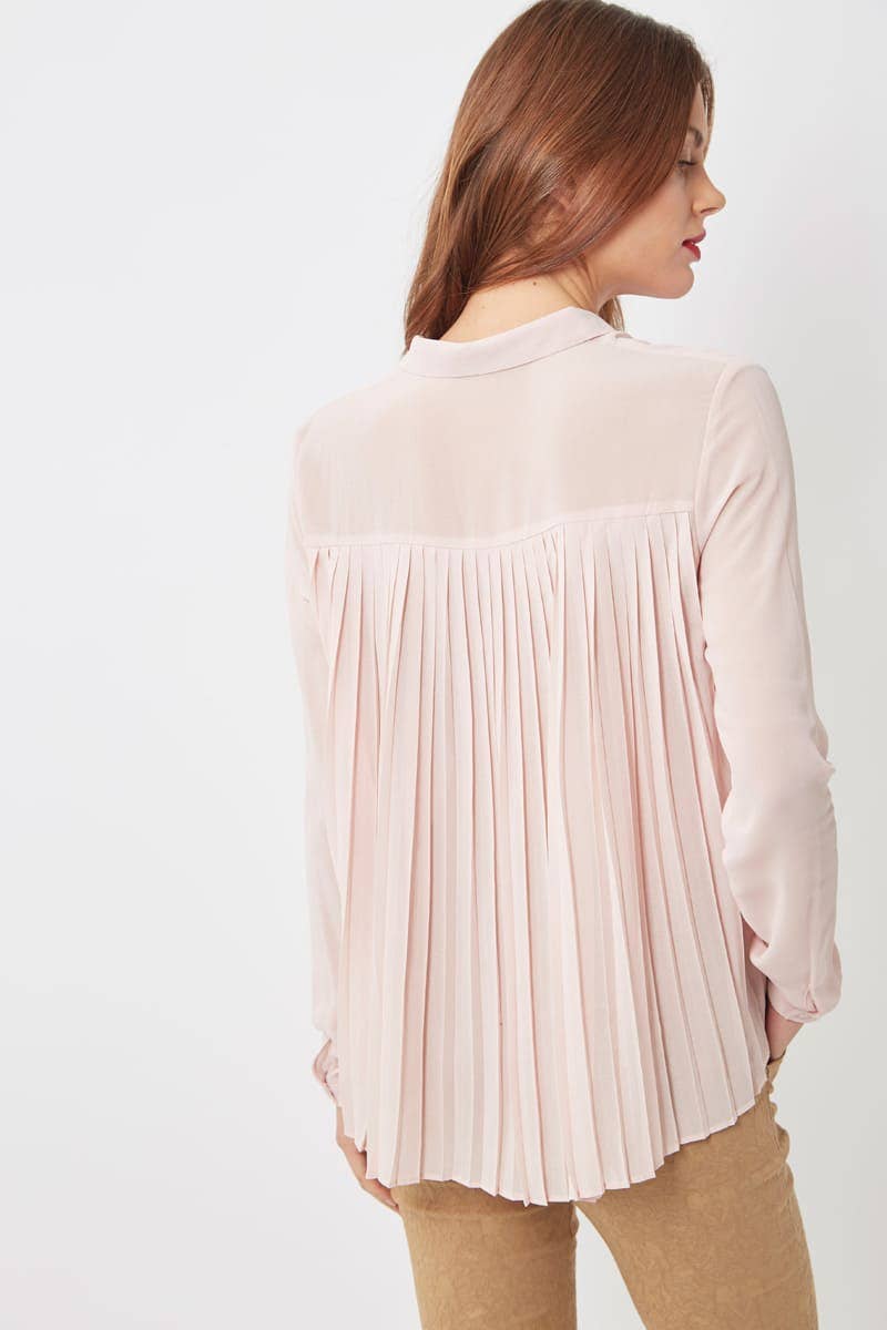 Rosa Camicia plissettata con colletto classico - RIF H15025 in vendita all'ingrosso su Faire1