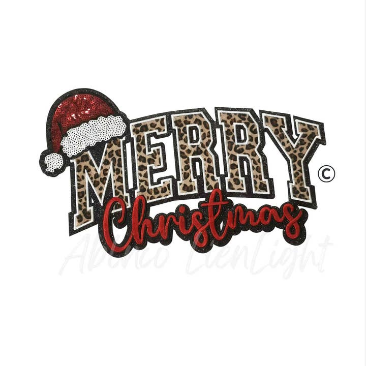 ABLNco - Wholesale Patch - Merry Christmas Cheetah Embroidery Sequins Christmas Patch0
