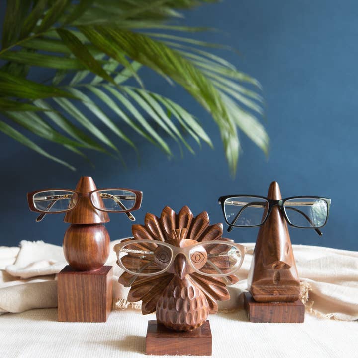 Matr Boomie Fair Trade - Wholesale Eyewear Cases & Holders - Unisex - Peacock Glasses Holder Stand - Handcrafted Wood