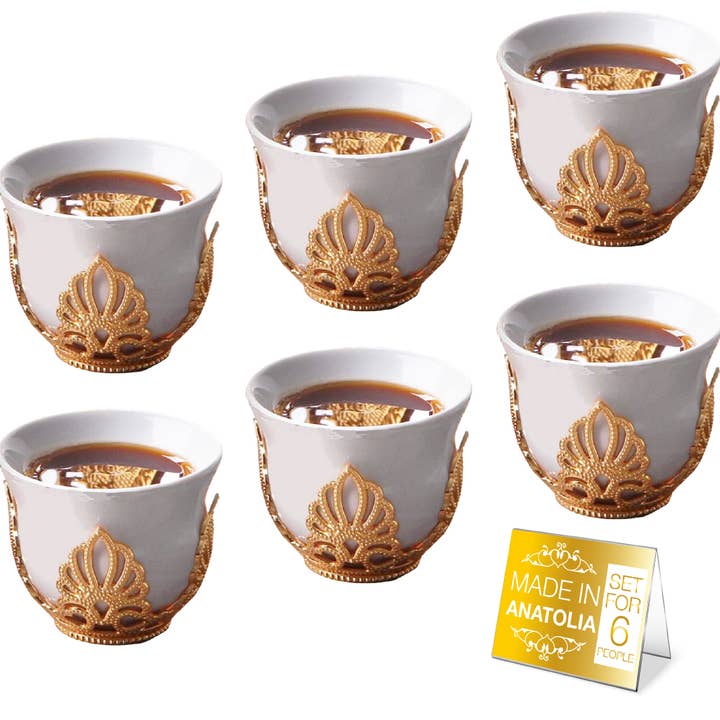 Hakan – Großhandel Tee-/Kaffeetasse – Mirra Kaffeetassen, 6er-Set, türkische Kaffeetassen, 1,8 oz
