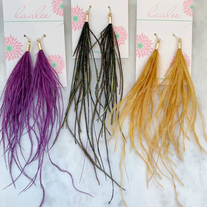 Federohrringe, Federschmuck, Boho-Schmuck, Fransen für den Großhandel von Laalee Jewelry