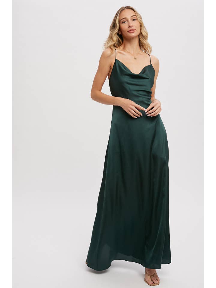 Bluivy - Wholesale Dress - Women's - DRAPE NECK SILKY MAXI DRESS34
