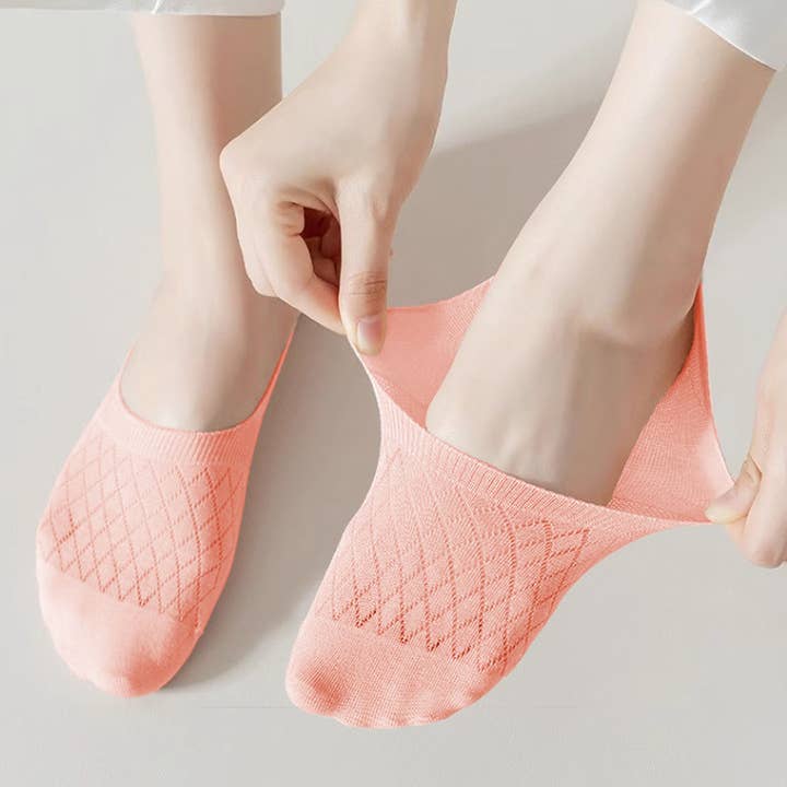 AK Brand - Wholesale Socks – Women's - Solid No Show Socks Non Slip Cotton 6Pk18