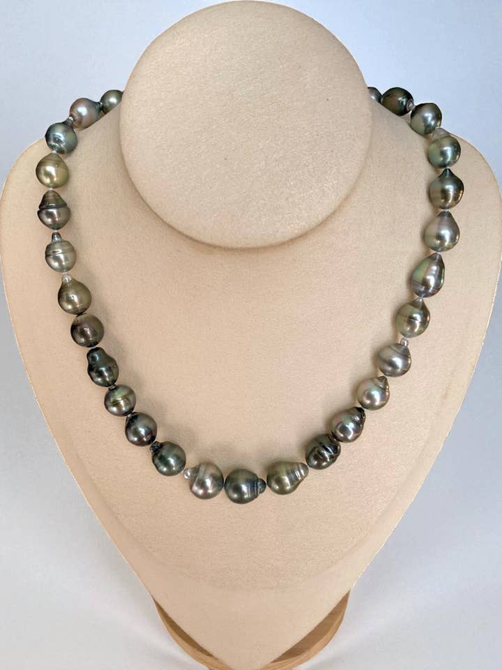 10–16mm Tahitian Grey South Sea Black Baroque Pearl Necklace for wholesale by b29