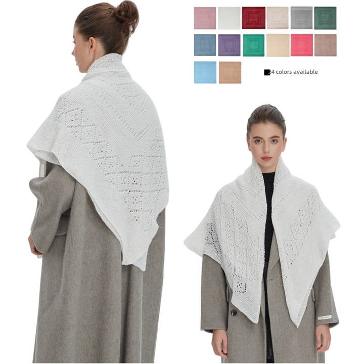 Russian Style White Lace Knit Shawl Scarf For Women for wholesale by kycozy