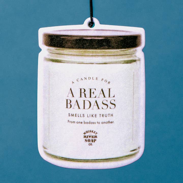 A Real Badass WTF Air Freshener | Funny Car Air Freshener for wholesale by Whiskey River Soap Co.
