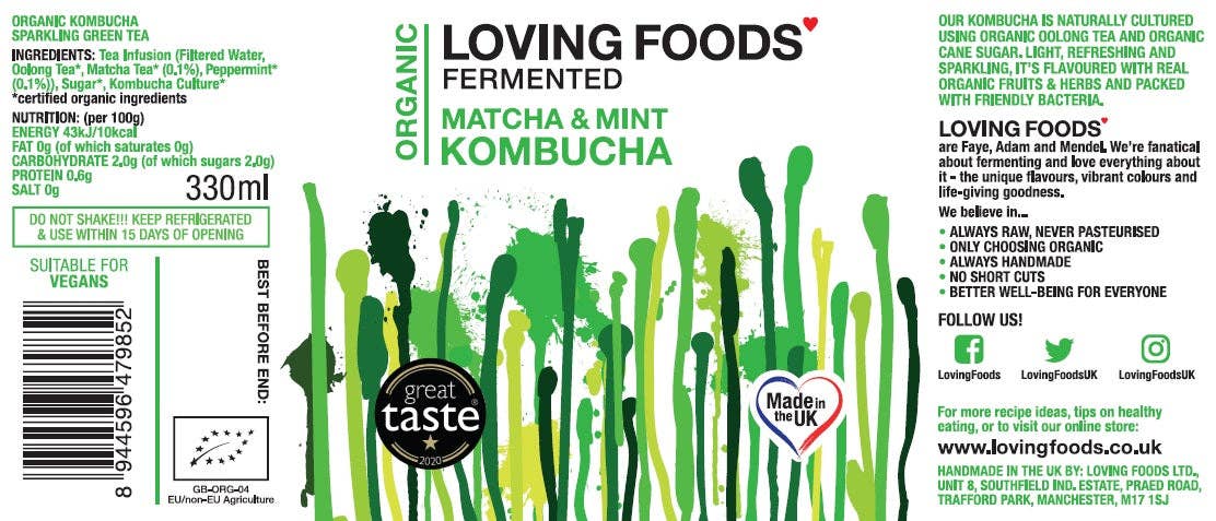Loving Foods – wholesale Kombucha – Organic Kombucha - Matcha & Mint1