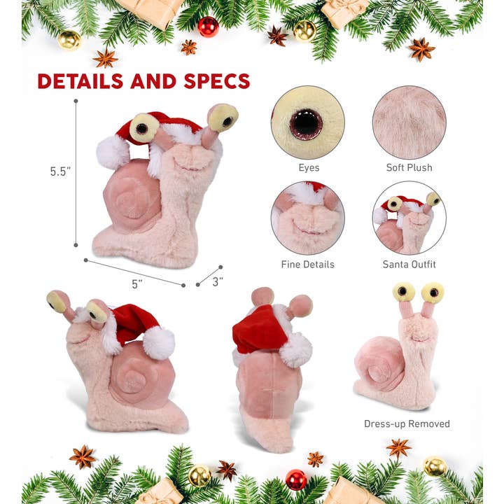Cota Global – Großhandel Kuschel-/Plüschtier – Kind & Baby – Plüsch-Weihnachtsmann - Superweiches Plüsch - Rosa Schnecke Klein 5,5"