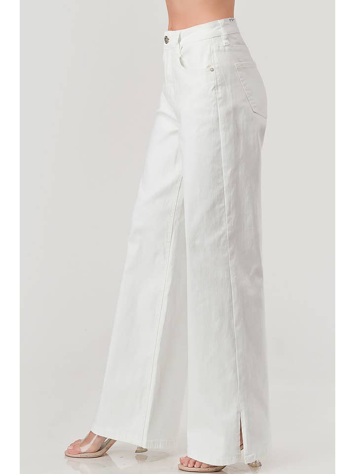 I&M JEAN, INC. - Wholesale Jeans - Women's - MC5177HW - WHITE - WIDE LEG DENIM PANTS WITH SIDE SPLITS1