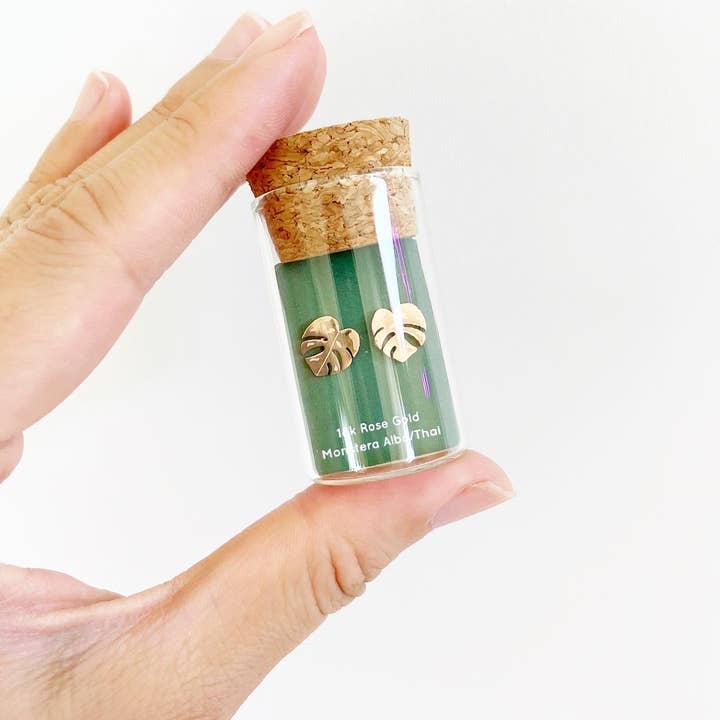Dainty Little Tiny Things - Wholesale Stud/Post Earrings - Monstera Albo & Thai Constellation Plant Studs1