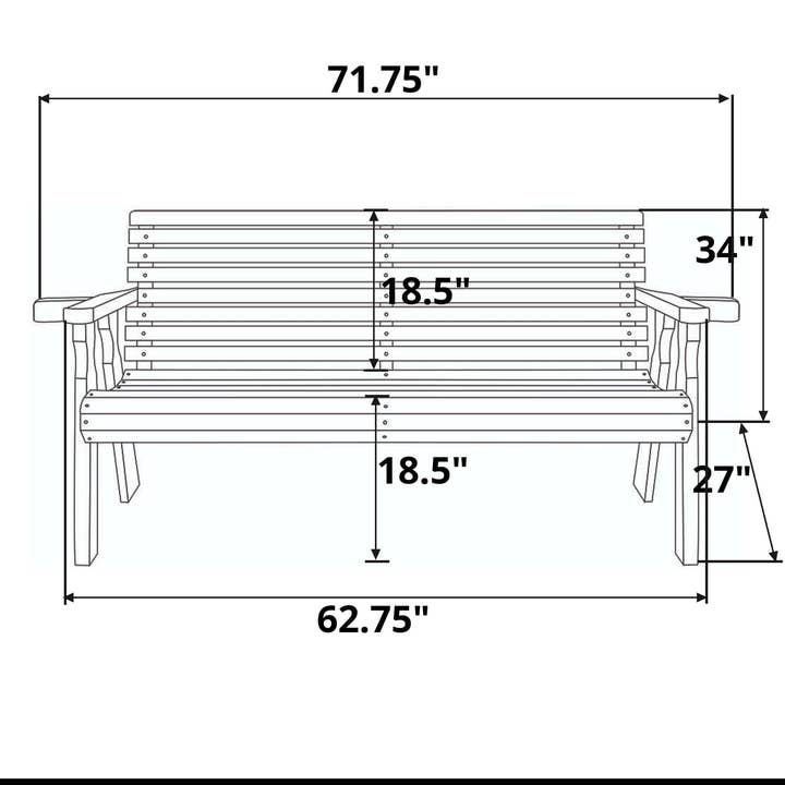 The Porch Swing Company - Wholesale Bench - Amish Casual Roll Back 5 Foot Treated Wood Outdoor Bench15