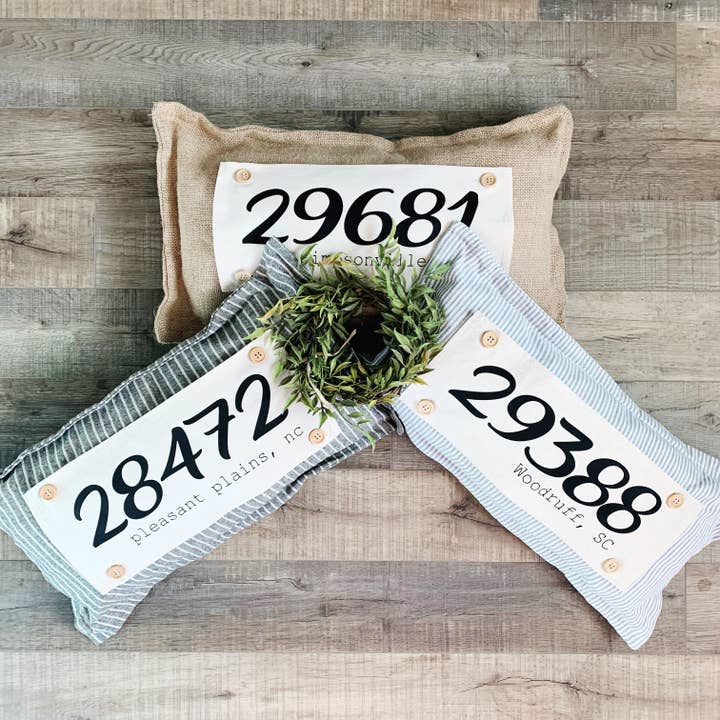 PillowPanels - Wholesale Sign - PANEL ONLY: Zip code/City and State Homewarming CUSTOM4