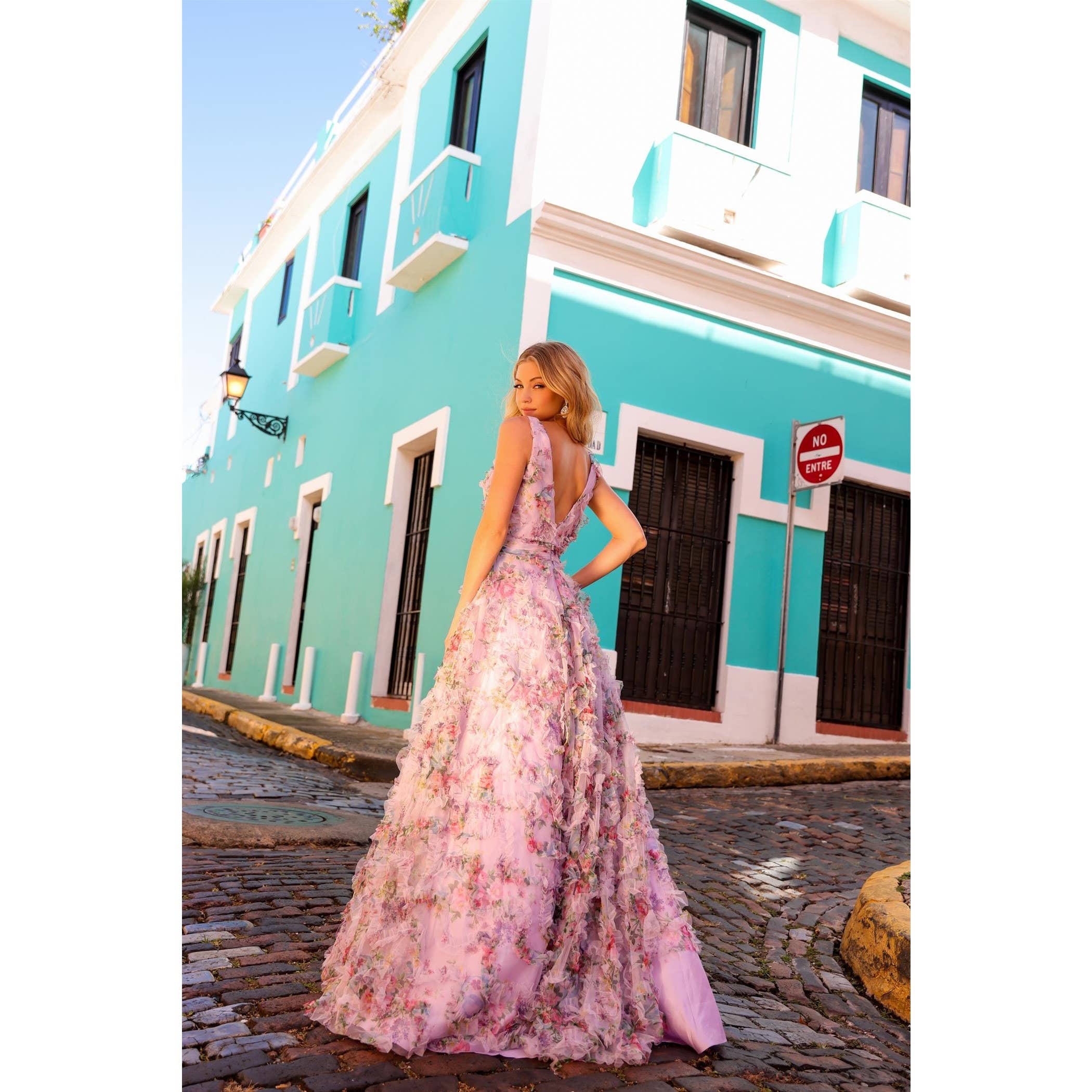 Noxanabel - Wholesale Gown - Women's - Floral Print A-line Ruffle Dress-E14457