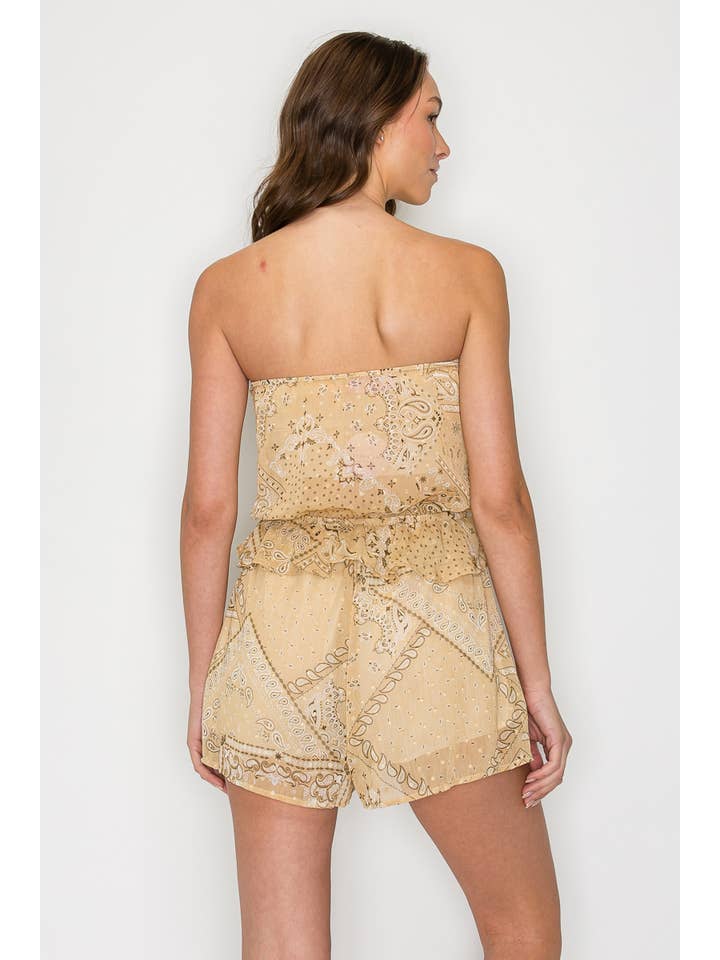 TORTORA TUTA TUBO HALTER CON STAMPA BANDANA W4423RA TAUPE in vendita all'ingrosso su Faire