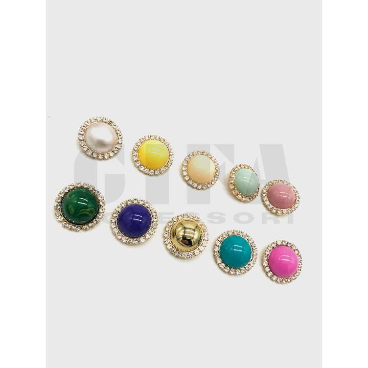 Gifa Accessori - Wholesale Brooch - Round jewel buttons with rhinestones and central stone1