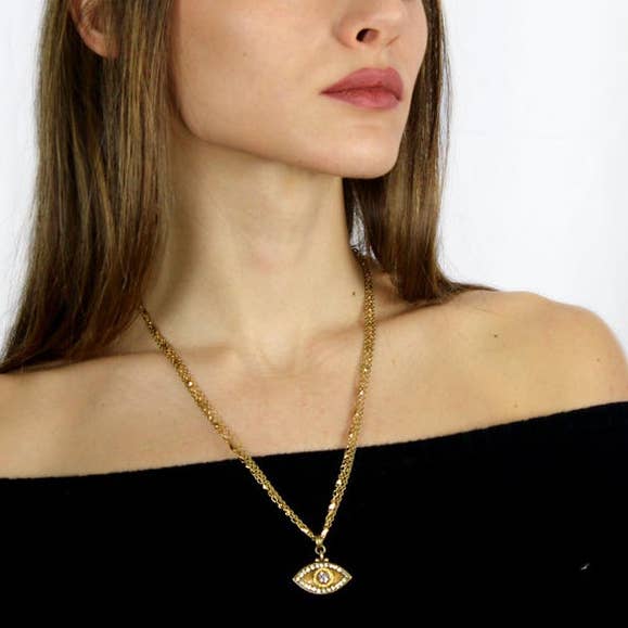 Michal Golan Jewelry - Wholesale Pendant/Charm Necklace - Classic Gold Evil Eye Necklace1
