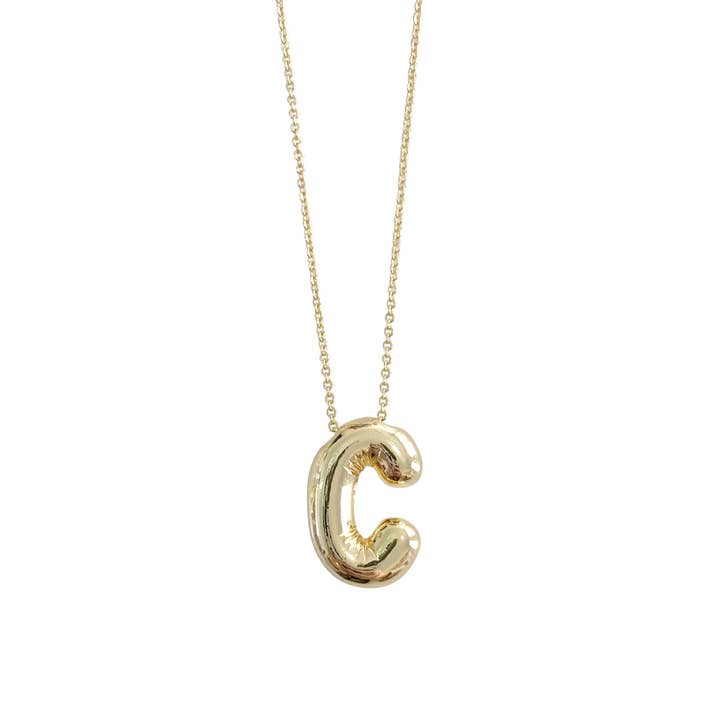 Gemelli - Wholesale Pendant/Charm Necklace - Bubble Initial Gold Necklace- Top 12
