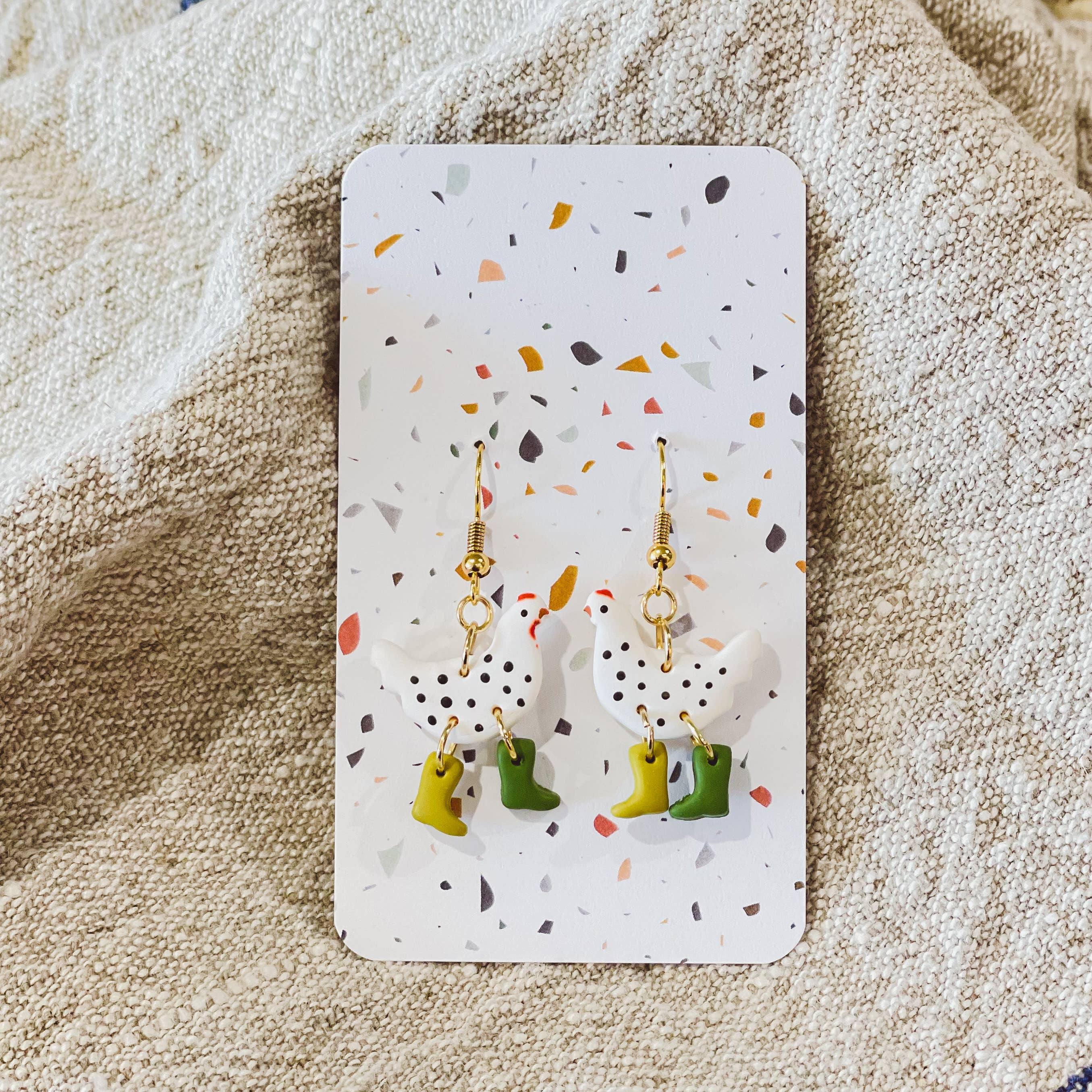 Sydni Carlson Art - Wholesale Dangle Earrings - Assorted Pack: Chickens with Boots Earrings2