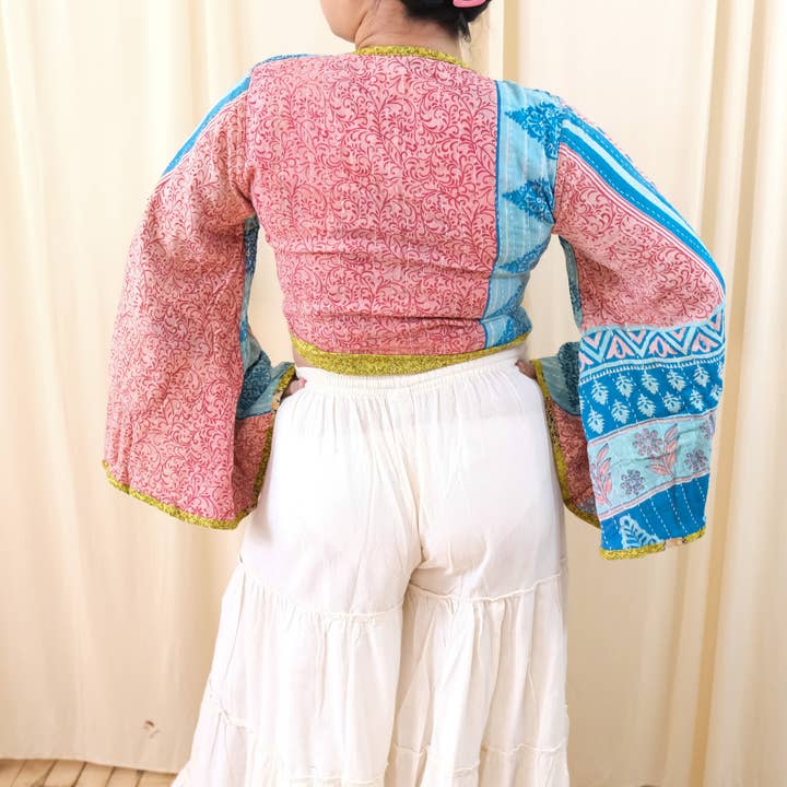 Karma Nepal Crafts – Blusa - Mulher por atacado – Top Envolvente Boho Kantha18