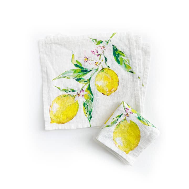 Darling Lemon - Wholesale Dinner & Cloth Napkin - Lemons: Set of 4 cocktail napkins