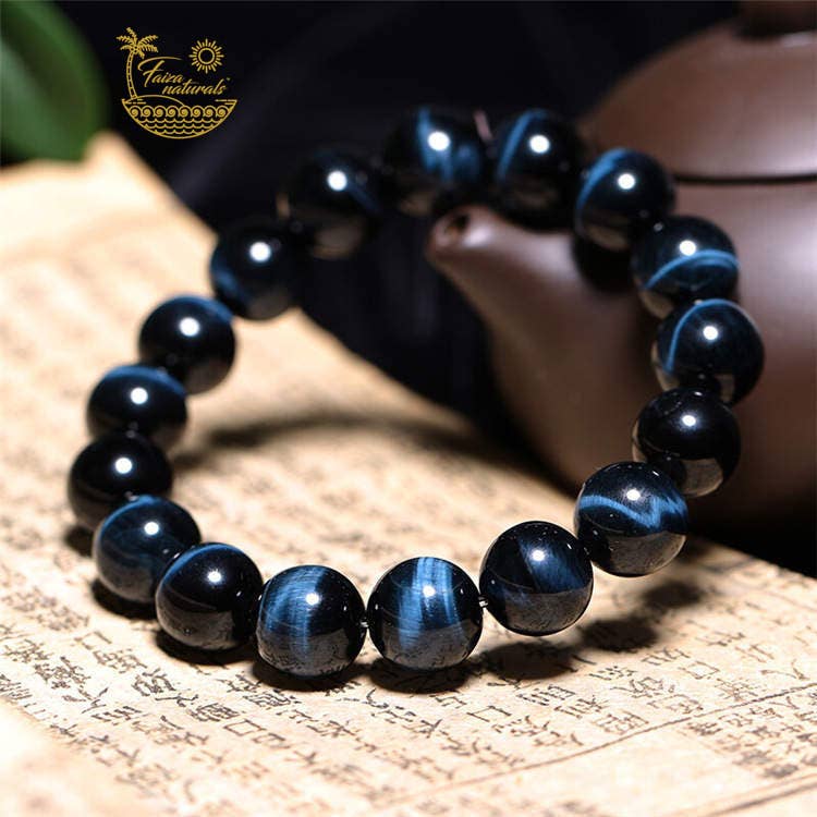 Faiza Naturals - Wholesale Beaded Bracelet - Blue Tiger Eye Crystal Bracelets RARE3