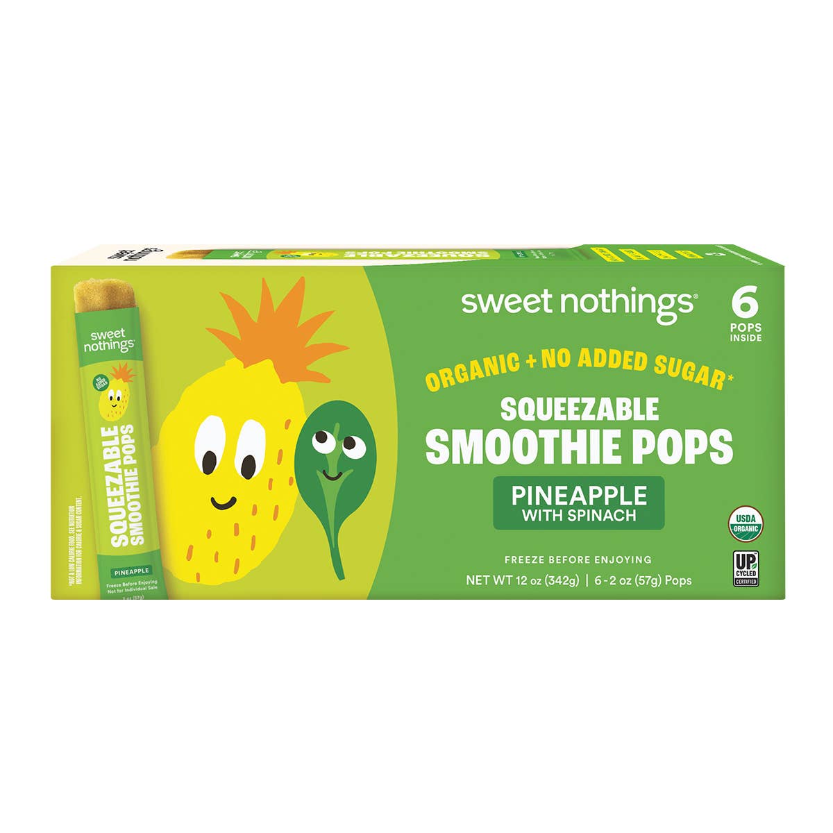 Sweet Nothings - Wholesale Fruit Snacks - Pineapple Spinach Squeezable Smoothie Pops - Freeze At Home8