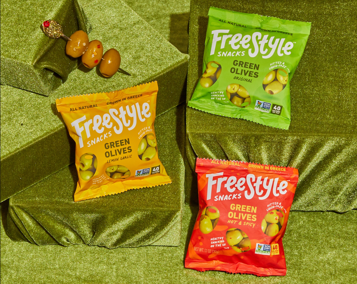 Freestyle Snacks - Wholesale Olives - 12ct 1.1oz Caddy - Hot & Spicy3