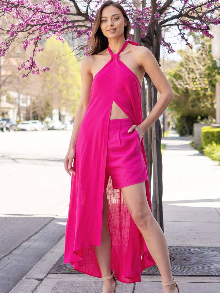 Halter Neck Alto Baixo Linho por atacado de Strut & Bolt