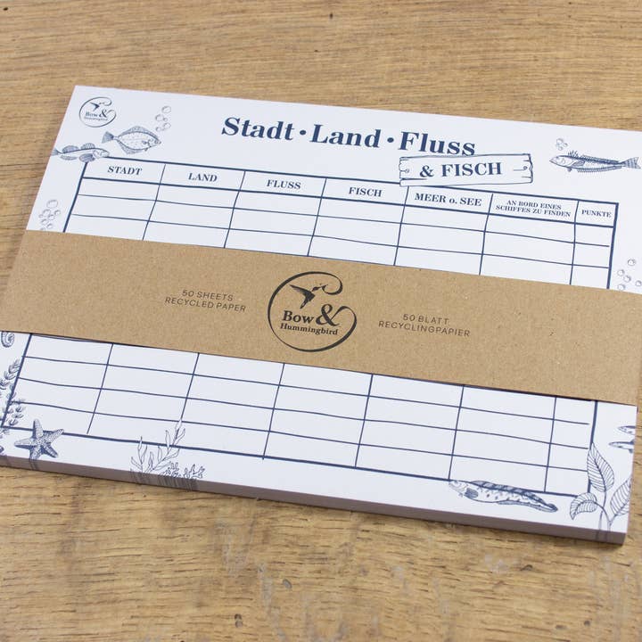 Bow & Hummingbird - Wholesale Card Game - Maritime Game Block City, Country, River & Fish, DIN A52