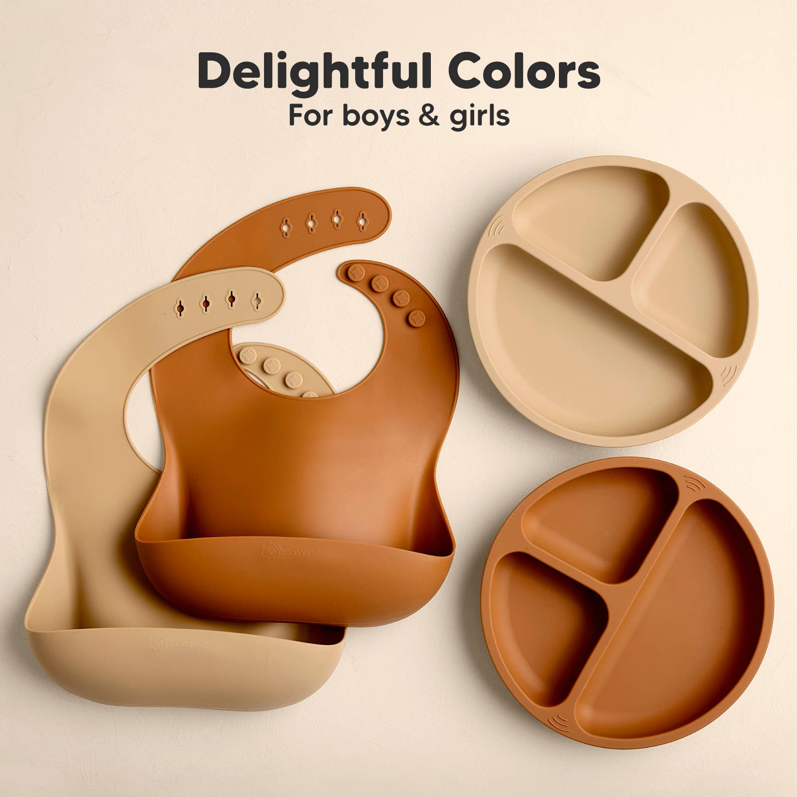 Terracotta 2-Pack Prep Silicone Bibs for Babies, Toddlers, Boys, Girls for wholesale on Faire6