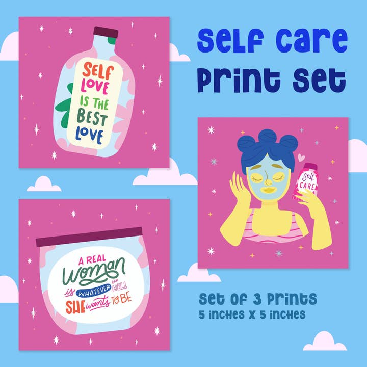 Selbstpflegedrucke — Dreierset (5 Zoll x 5 Zoll) für den Großhandel von Neha Lee Designs
