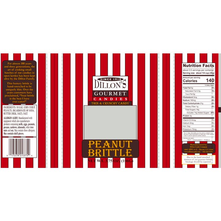 Dillon Candy Company - Wholesale Brittle - Brittle, Peanut, 3.75 oz Snack Tray, 12 ct Display Box3