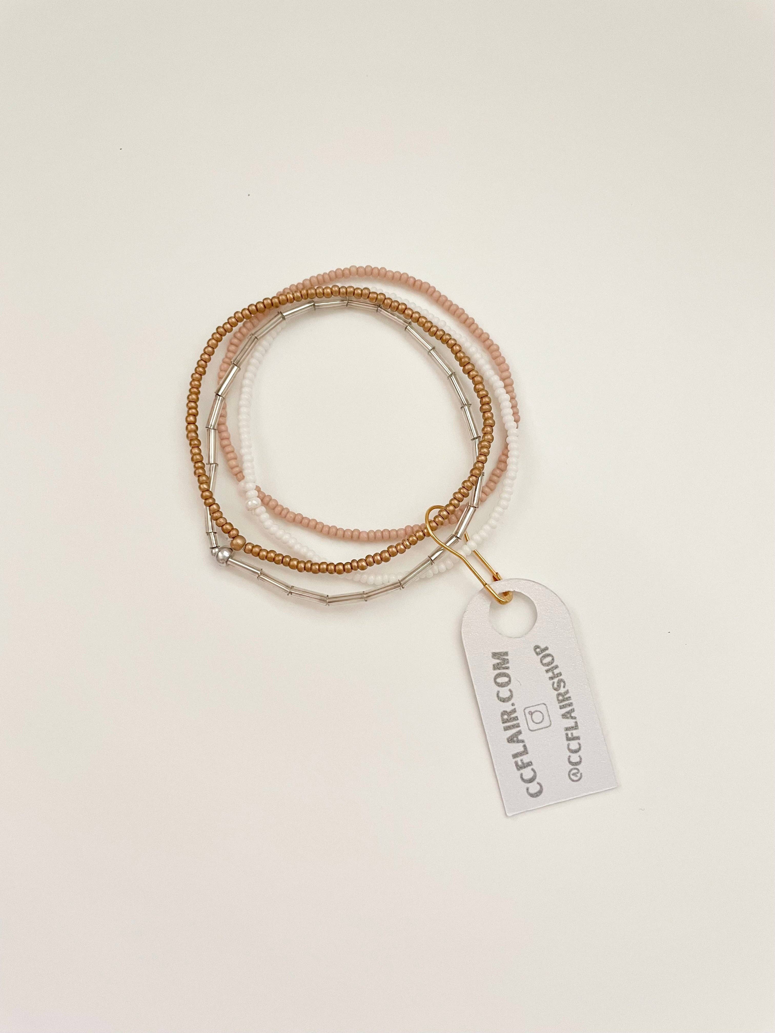 Caitlyn Clare Flair - Vente Parures de bijoux - Ensemble de bracelets extensibles simples et délicats en perles de rocaille2