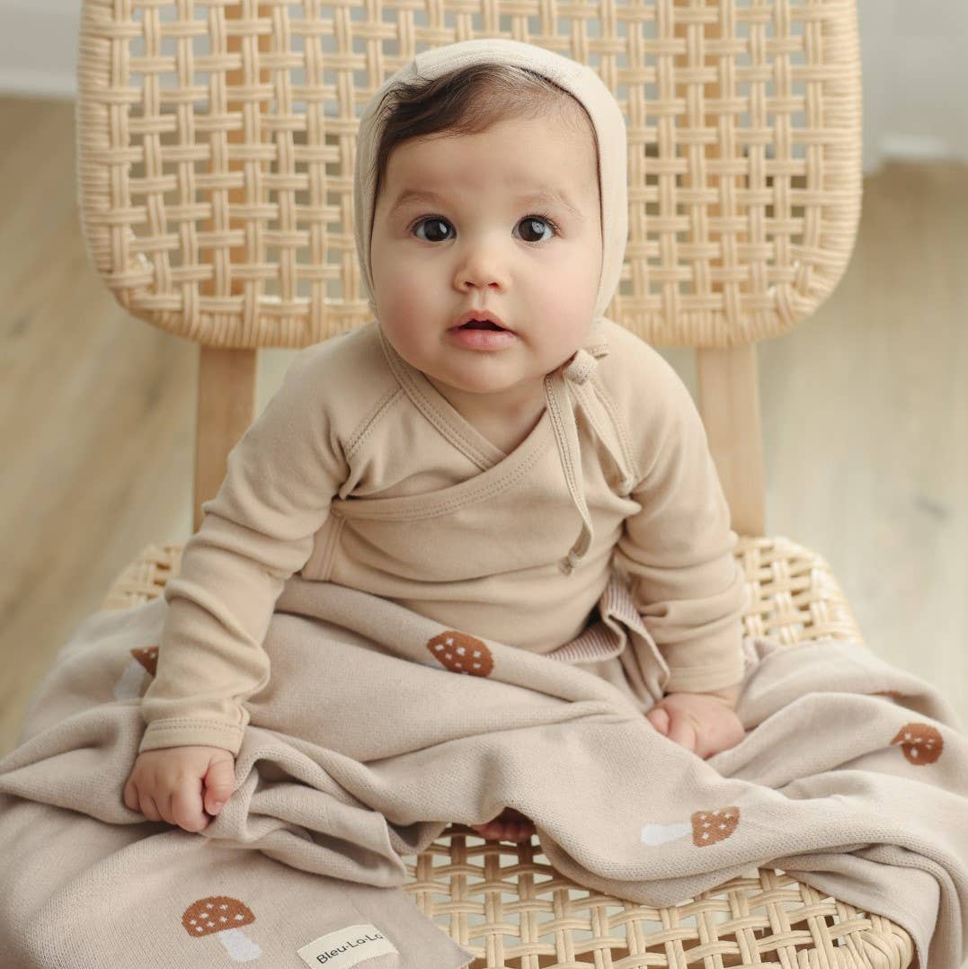 Bleu La La - Wholesale Receiving blanket – Baby - 100% Luxury Cotton Swaddle Receiving Baby Blanket - Mushroom11