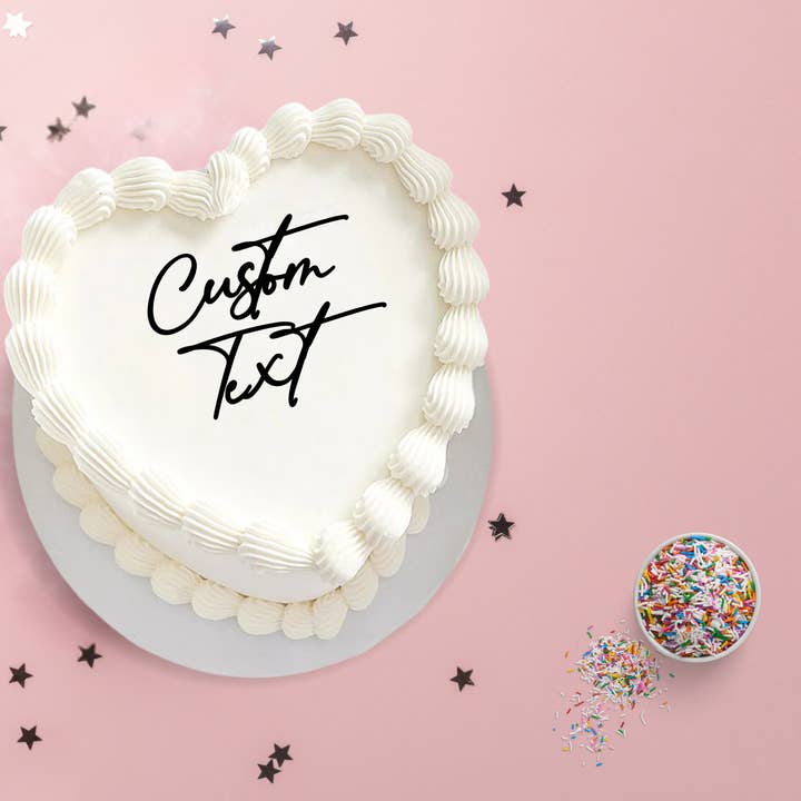 Skræddersyet tekst akryl kagevedhæng for engroshandel hos Harwill and Fox