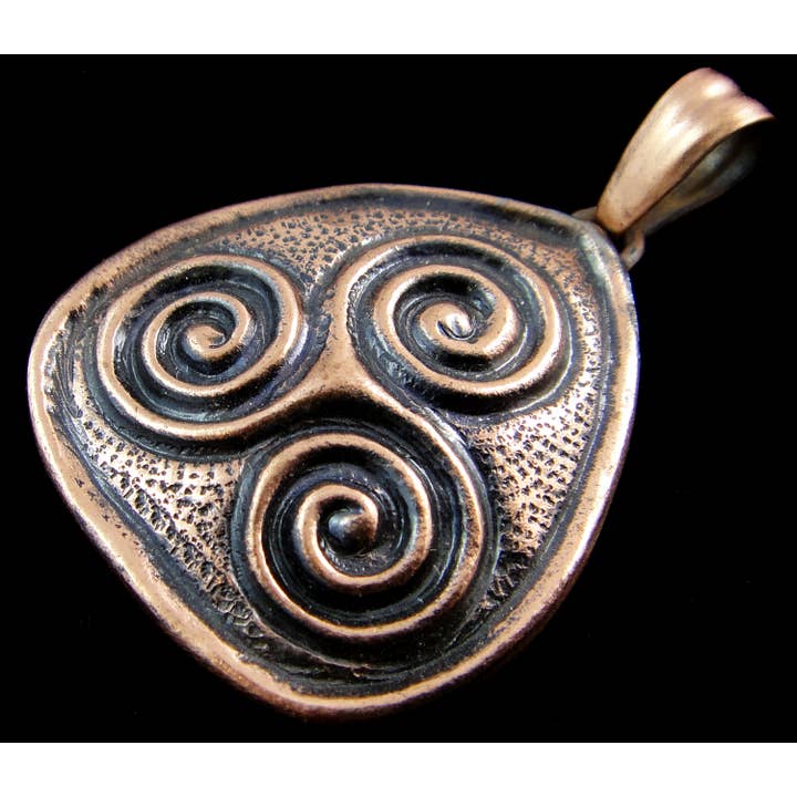Tika - Wholesale Individual Charm/Pendant - Copper Amulet Pendant- Triple Spiral1
