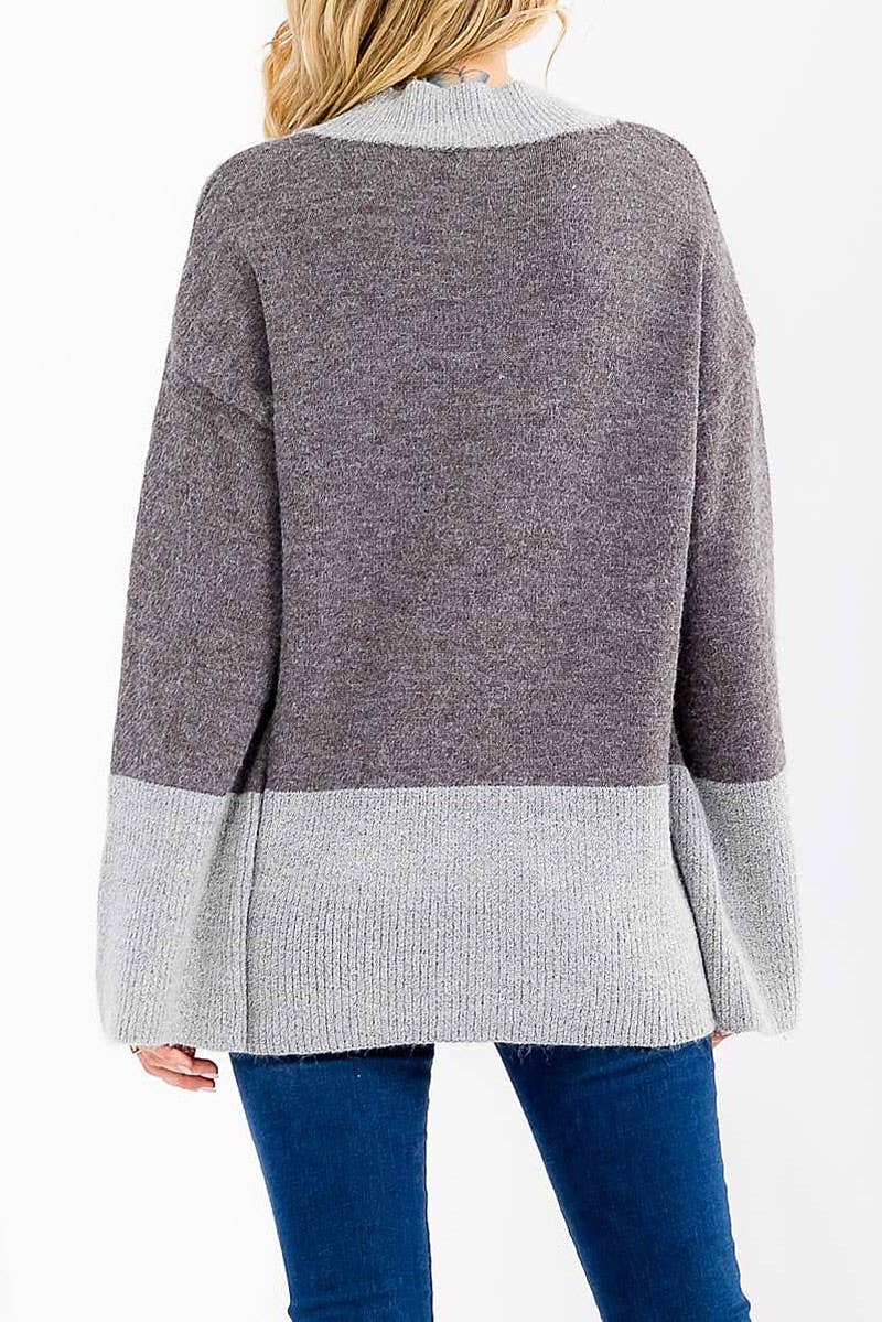 ROUSSEAU - Wholesale Knit Sweater - Women's - LONG SLEEVE COLORBLOCK PULLOVER SWEATER10