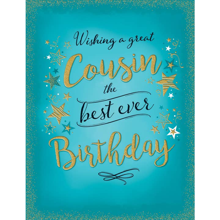 Piccadilly Greetings – wholesale Birthday card – Birthday Card, Cousin M, Stars On Teal