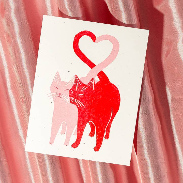 Love Cats Special Edition - Risograph Card for wholesale by Bromstad Printing Co.
