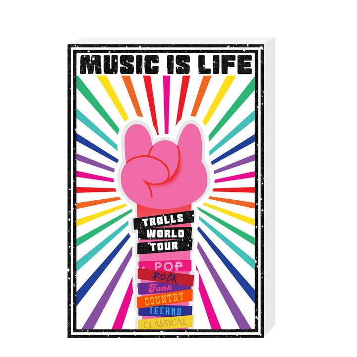 Décoration murale en bois MDF Trolls Music is Life 13 « x 19" *BILLET* pour la vente par Silver Buffalo