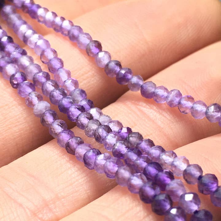 NATURAL AMETHYST Strand of Faceted Beads for wholesale by Wildheart Crystals