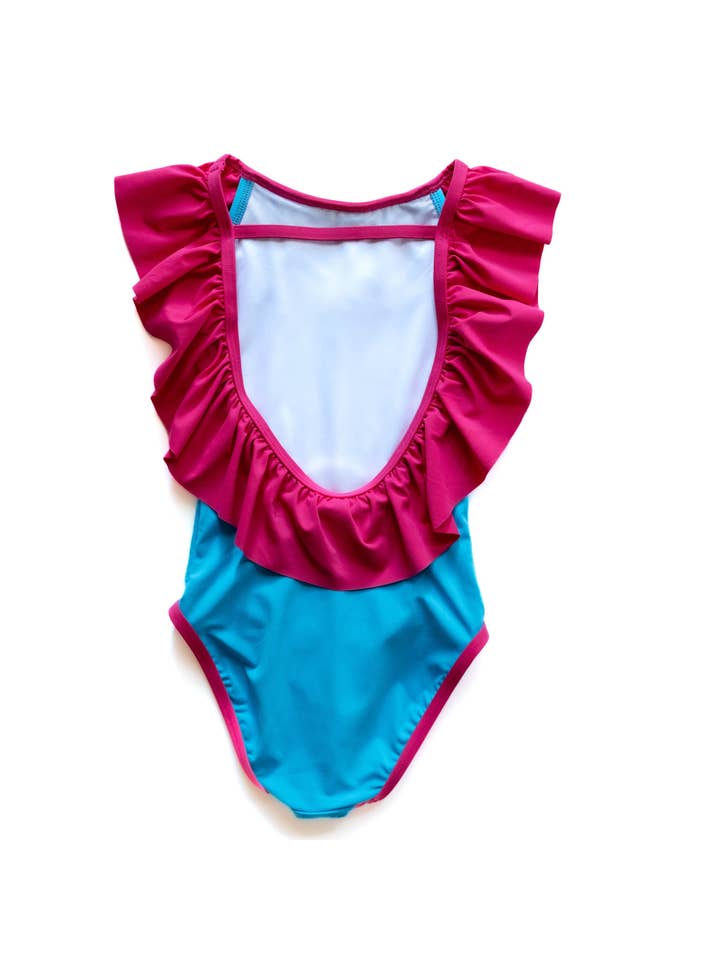 Navalora - Wholesale One Piece Swimsuit - Kids - Girl's Miami Vibes Sleeveless Ruffle One Piece Swim Suit
