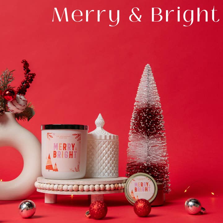 Merry & Bright sojavaxljus för wholesale av The Apothecary Shop Co.
