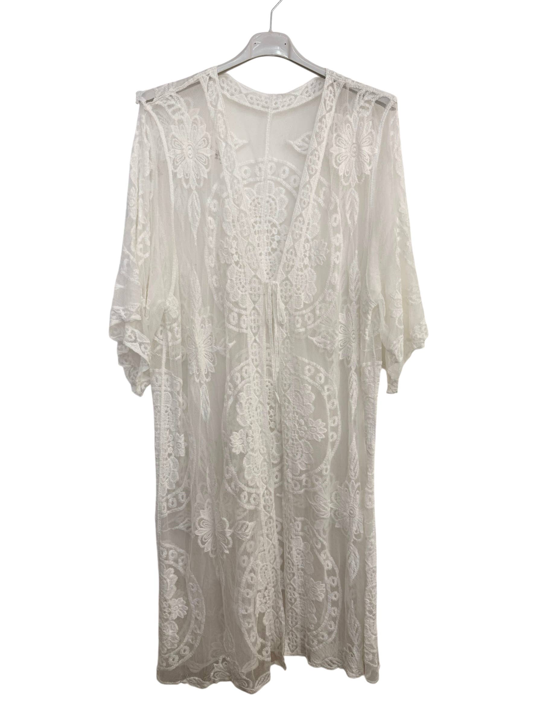 L.STEVEN - Venta al por mayor Kimono - Mujer - Kimono de tul bordado de largo medio CF0160