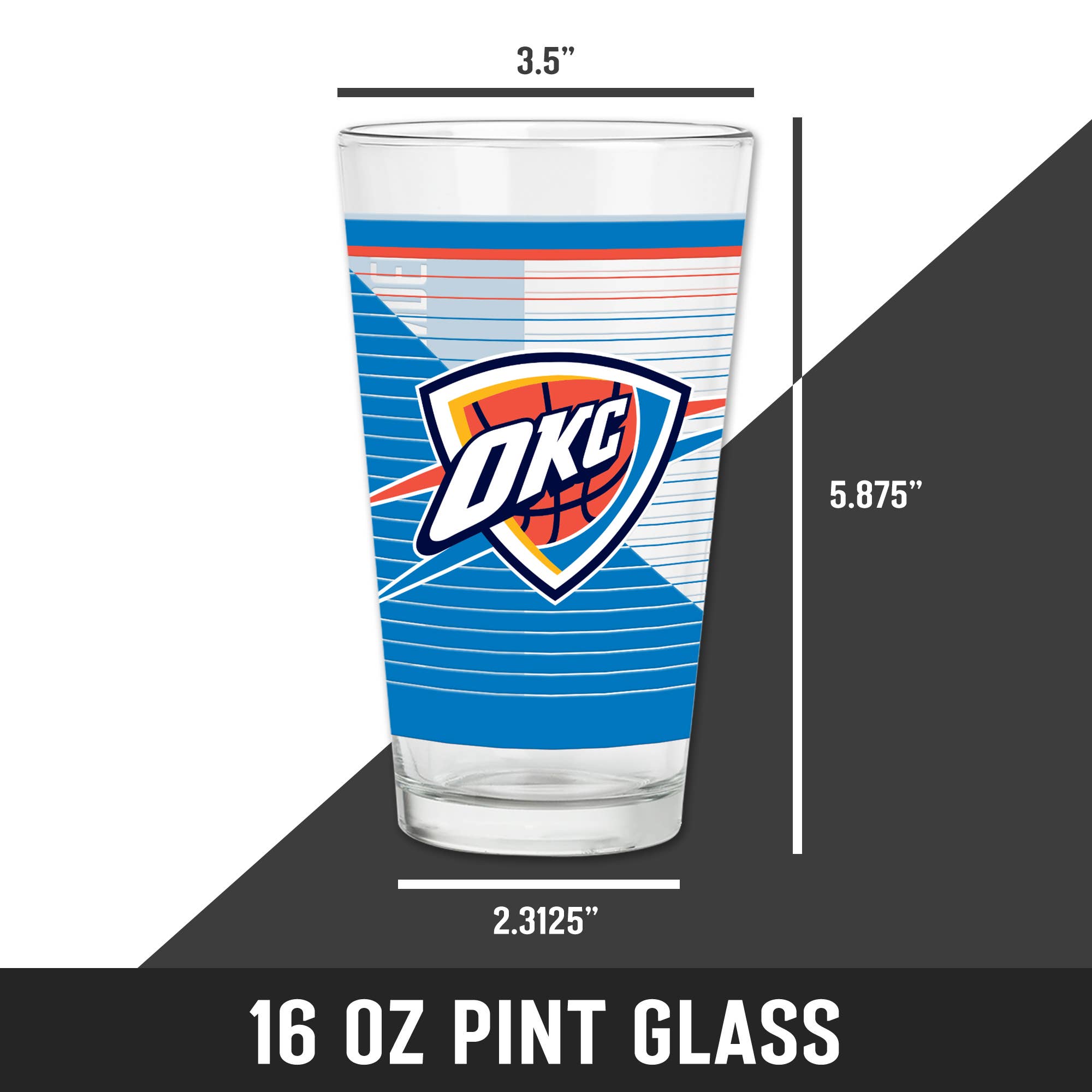Rico Industries - Wholesale Beer Glass/Mug - NBA  Oklahoma City Thunder  16 oz Pint Glass5
